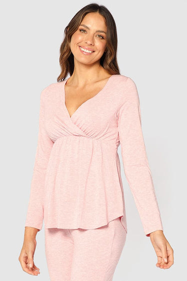 Organic Bamboo Long Sleeve Cross Front Maternity & Nursing Top